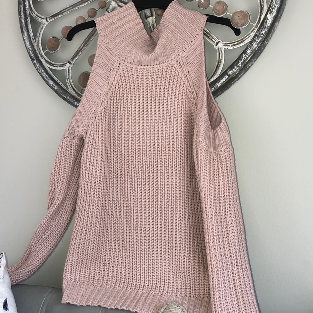 Turtle Neck Shoulder Patch Sweater